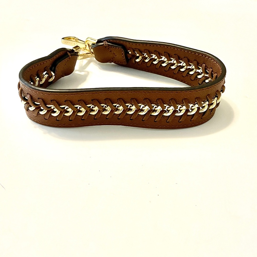 Calvin Klein Woven Purse Strap - Brown with Gold Accent